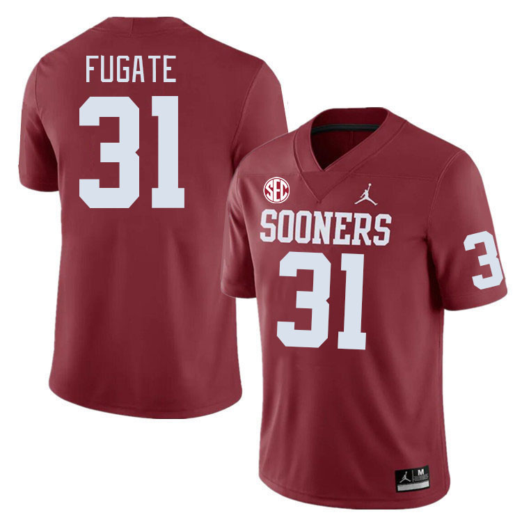 #31 Cale Fugate Oklahoma Sooners 2024 SEC Conference College Football Jerseys-Crimson